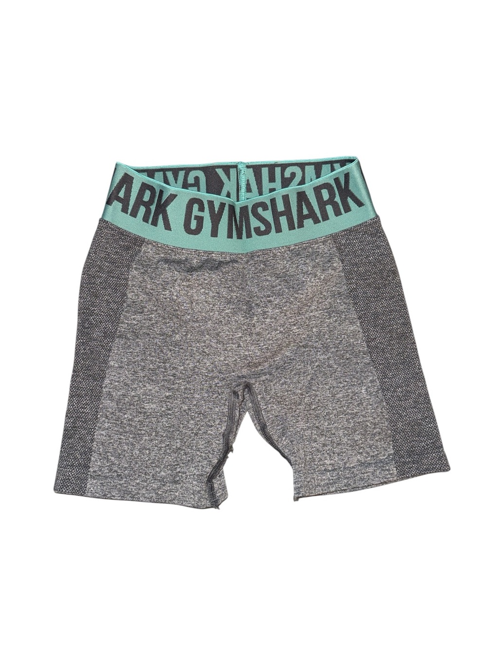 Gymshark Gray Seamless Workout Biker Shorts with Mint Logo Waistband